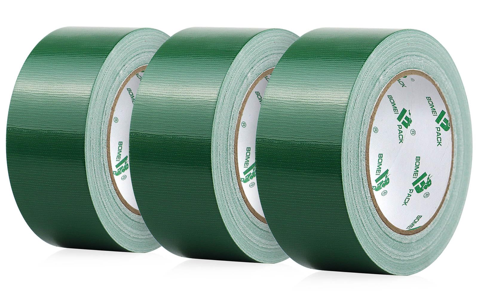 BOMEI PACK Green Cloth Duct Tape 3Rolls 48mm x 30Y Reinforced Waterproofs Heavy Duty Duct Tape for Fixing Repairing DIY Craft Labeling Boxes Sealing Strapping for Home Jobs