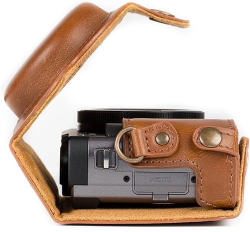 Miniatura 3 de MegaGear MG1260 Ever Ready - Funda de piel para cámara compatible con Panasonic Lumix DC-ZS80, DC-ZS70, DC-TZ95, DC-TZ90, color marrón claro