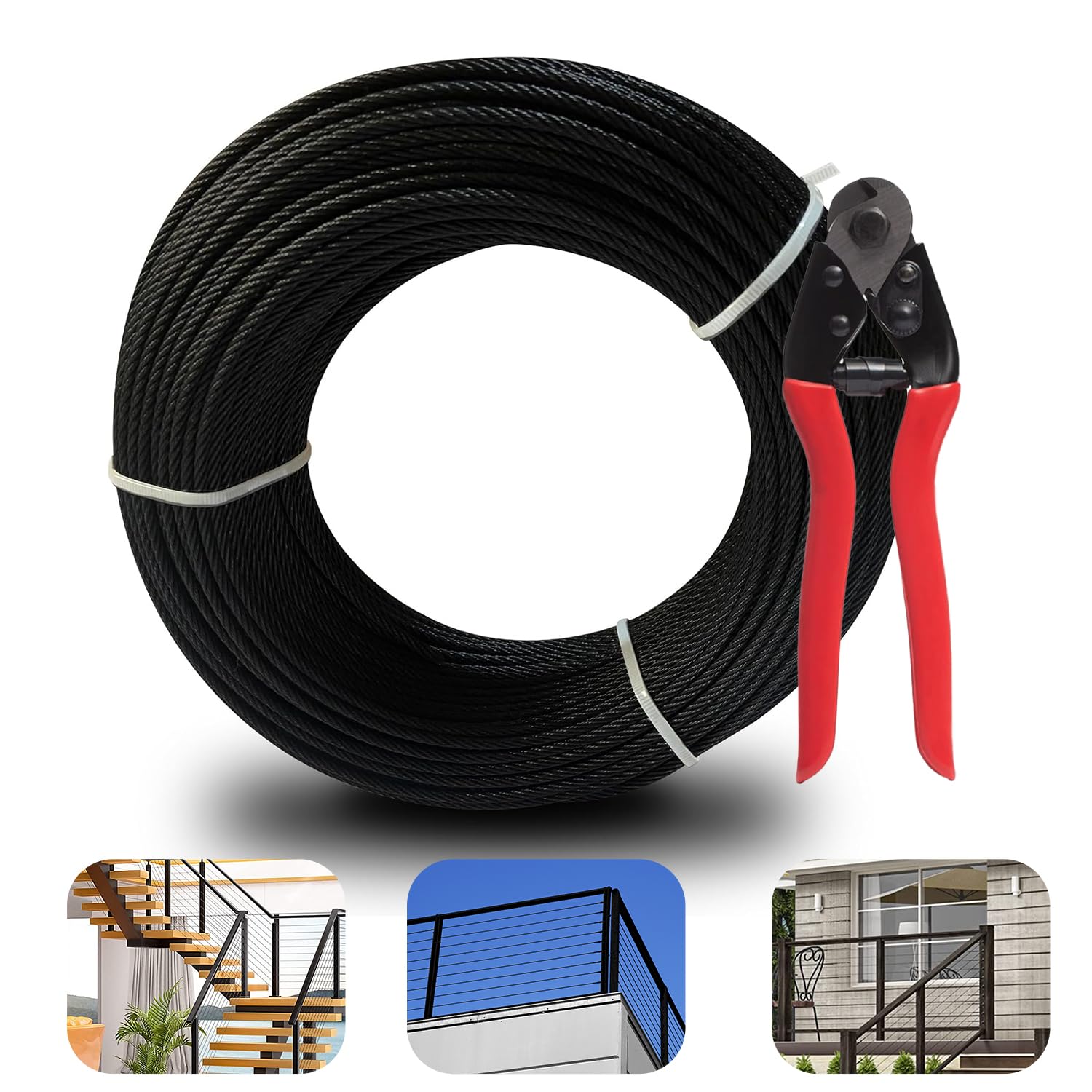 Amazon | 高輝度ステンレススチール 316ワイヤーロープケーブル 1/8