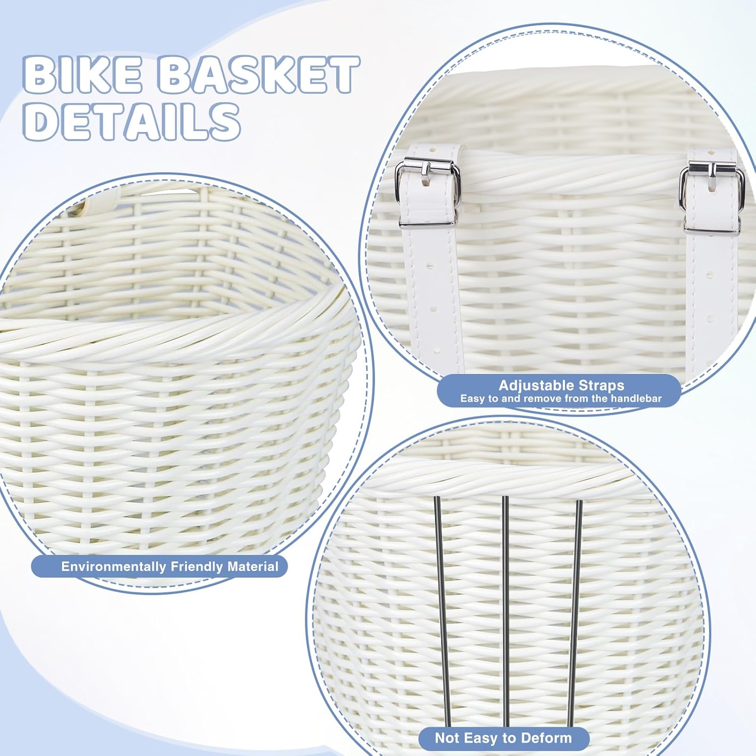 MEGHNA Woven Bike Basket Elegant Semicircle Large Basket for Unisex Adult Bike Handlebar Bike Basket for Women Men Teen, for Cycling Cruiser Bike Mountain Bike Folding Bike E-Bike, Home Decoration
