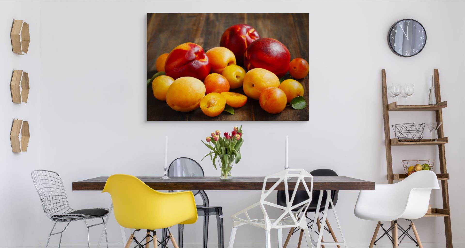 Muralo Leinwandbild 'Pfirsiche & Kirschen' 100x70 Cm – XXL Wanddekoration Für Wohnzimmer, Schlafzimmer