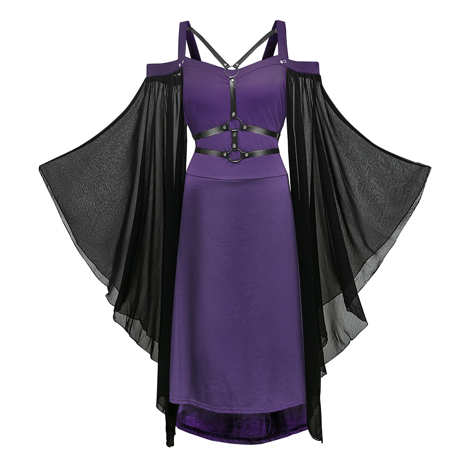 Costume Da Vampiro Gotico Per Ragazze, Vestito Nero Con Mantello In Velluto Rosso – Taglia M (9-10 Anni)