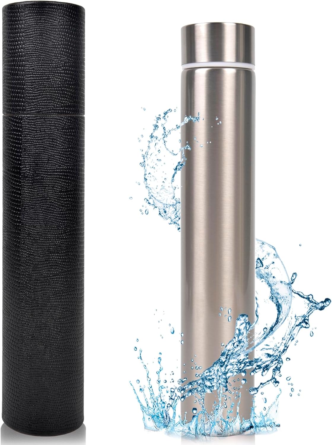 ChezMax Slim Thin Stainless Steel Vacuum Insulated Water Bottle Leak Proof Eco-Friendly Travel Cup Sports Drink Bottle 8.8OZ Silvery - Image 7