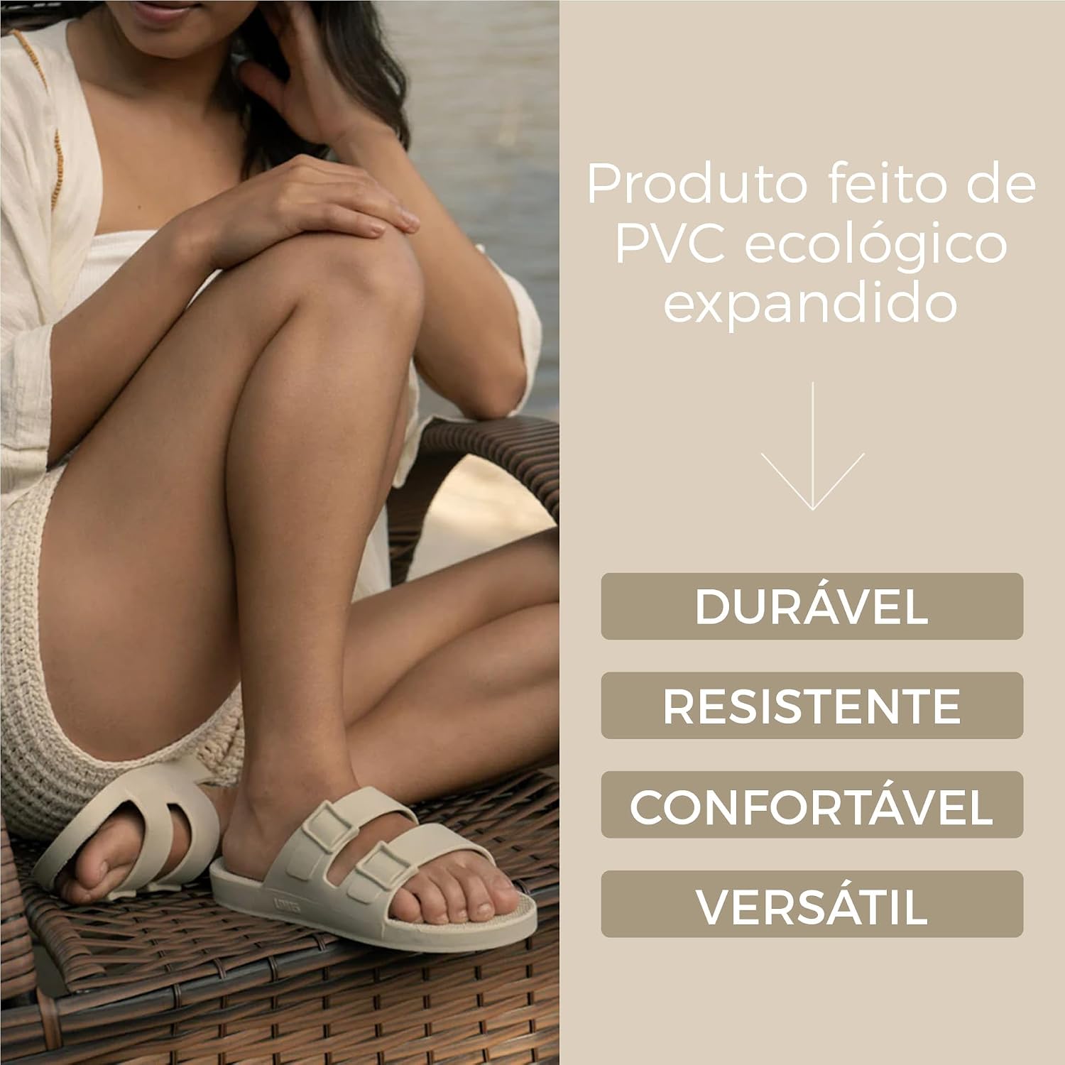 LINUS - Sandália Unissex - Sandálias Slip On, Confortável e Resistente, Fácil de Limpar, Vegano, Material 100% Reciclado - Baunilha LINUS - Sandália Unissex - Sandálias Slip On, Confortável e Resistente, Fácil de Limpar, Vegano, Material 100% Reciclado - Baunilha