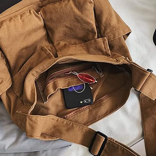 Miniatura 5 de GAXOS Bolso bandolera estético para la escuela, estilo vintage, de lona negra, para mujer, bolso de hombro para laptop