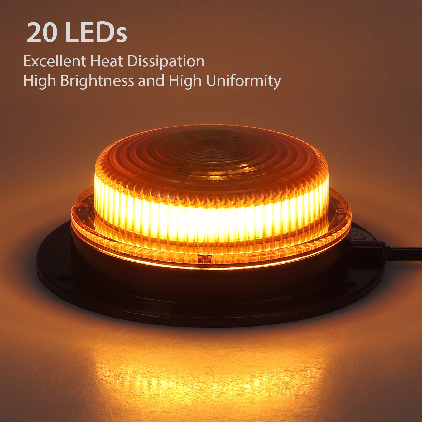 PROZOR Lampa LED do furgonetki, 20 diod LED z certyfikatem E 9, migające światło ostrzegawcze IP67, stopień wodoodporności, bursztynowy sygnał ostrzegawczy z przełącznikiem sterującym, do samochodów