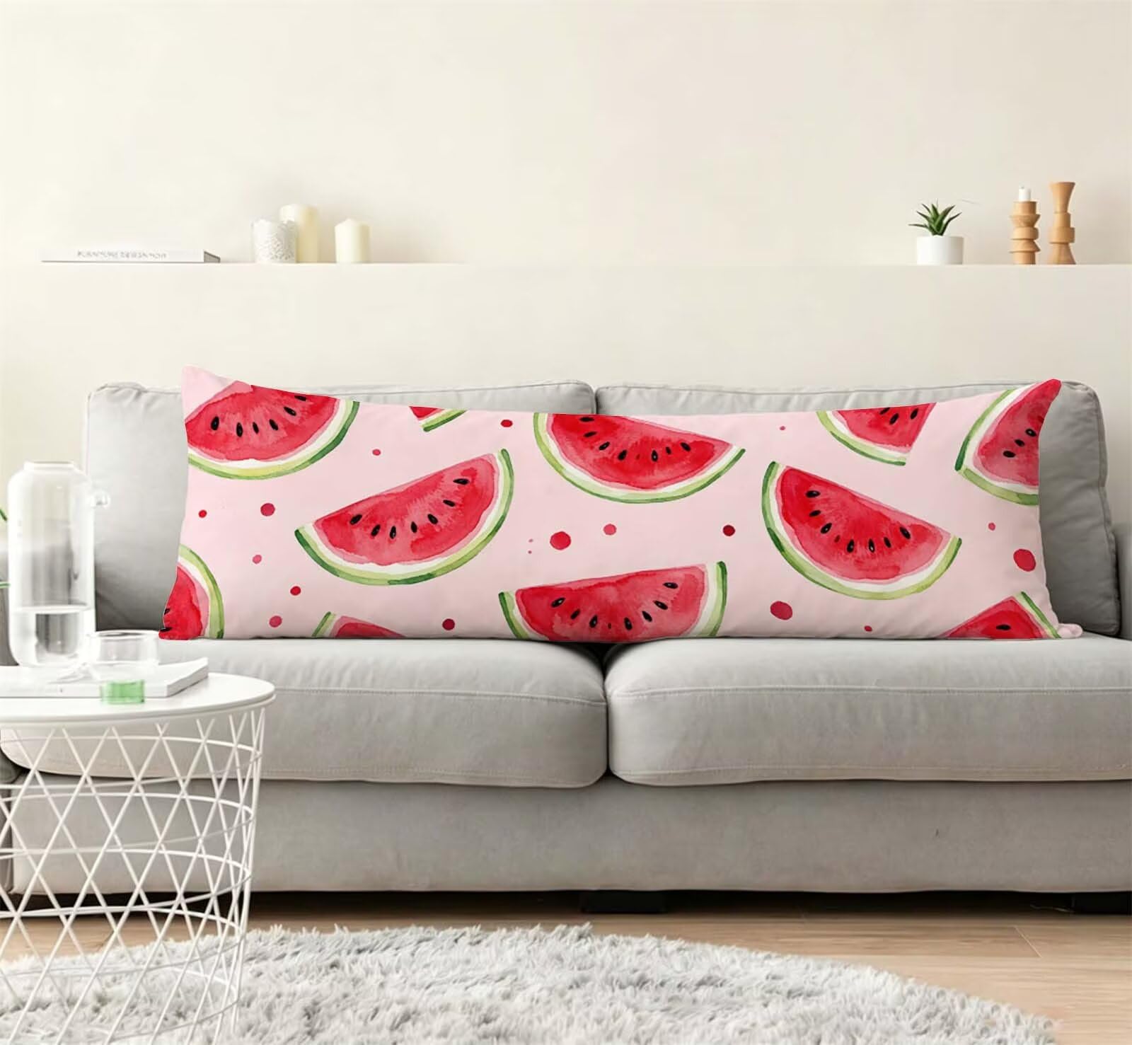Rosa-32 Federe Cuscino Letto 50x150 cm, Grande Cuscini per Divano Velluto, | Doppia Faccia Stampa, Frutta-2 Fodera per Cuscino Decorativa, con Cerniera, Cuscino per Dormire Sul Fianco j-158