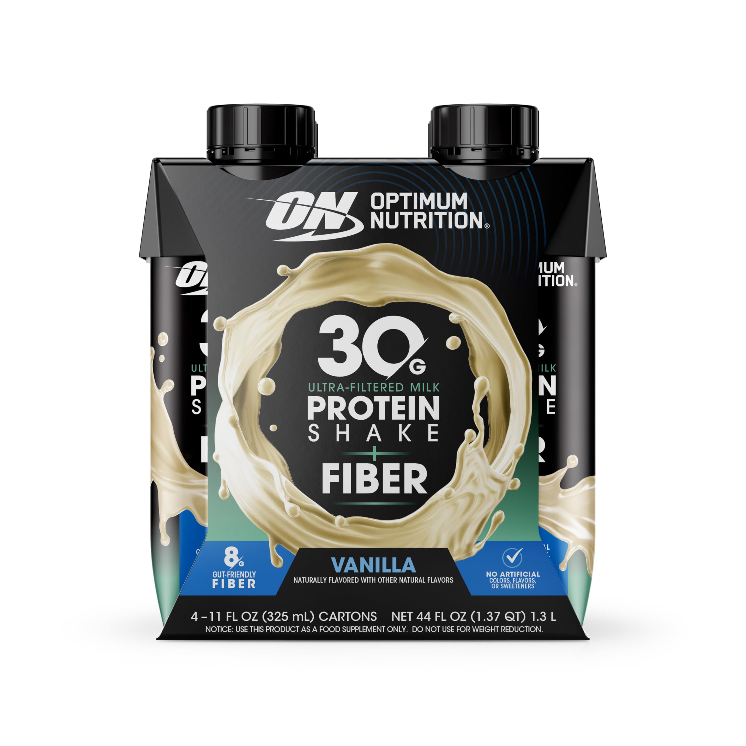 Optimum Nutrition Ultra-Filtered Milk Protein Shake, Vanilla, 11oz, 4ct
