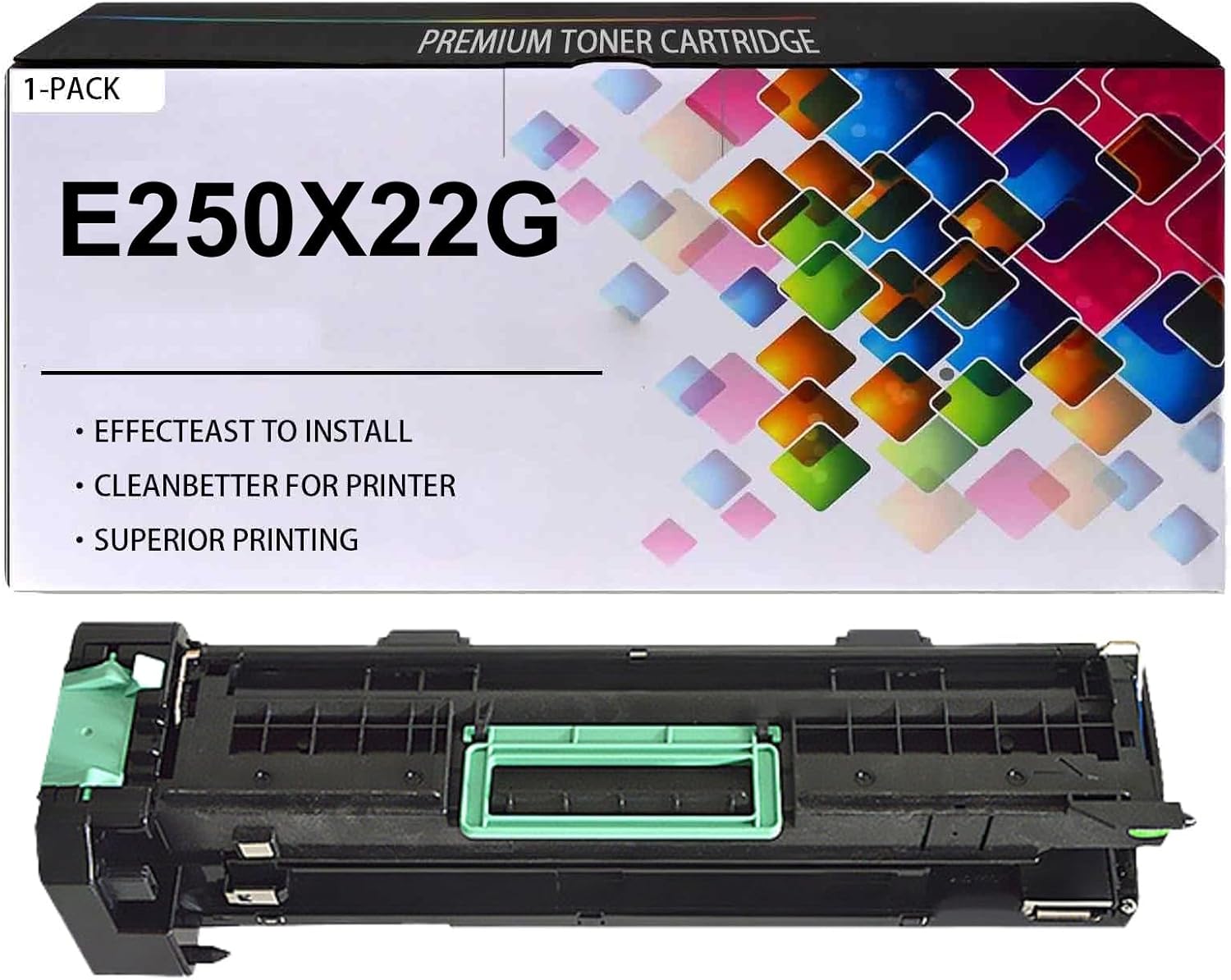 E250X22G Imaging Drum Unit with Chip Replacement for Lexmark E250X22G, for LaserJet Lexmark E250 E250dn E350 E350d E350dn E352 E352dn E450 E450dn Printer, (1 Black, 30000 Pages)