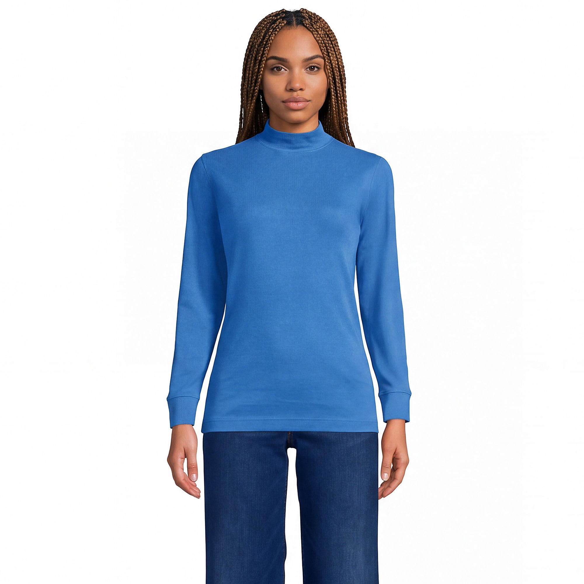 Lands' End Women's Cotton Mock Turtleneck