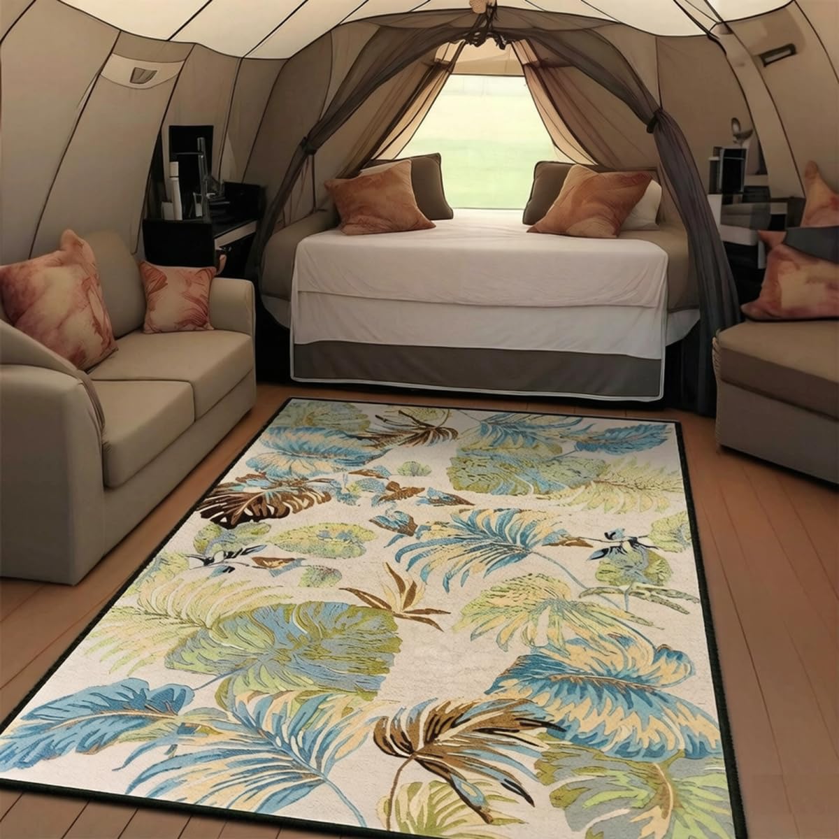 Zibene B Waterproof Area Rug, Washable Tent Rug, Non-Slip Tent Mat, Indoor-Outdoor Carpet For Rv, Yard, Pool, Edroom, Alcony, Terrace, Pavilion And Corridor, Thermal Insulated.[120X180cm]