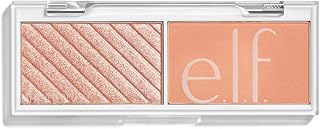 e.l.f. Cosmetics Bite-Size Face Duo, Highlighter, Bronzer & Blush Palette, Highly Pigmented, White Peach, 0.049 Oz (1.4g), 0.049 ounces