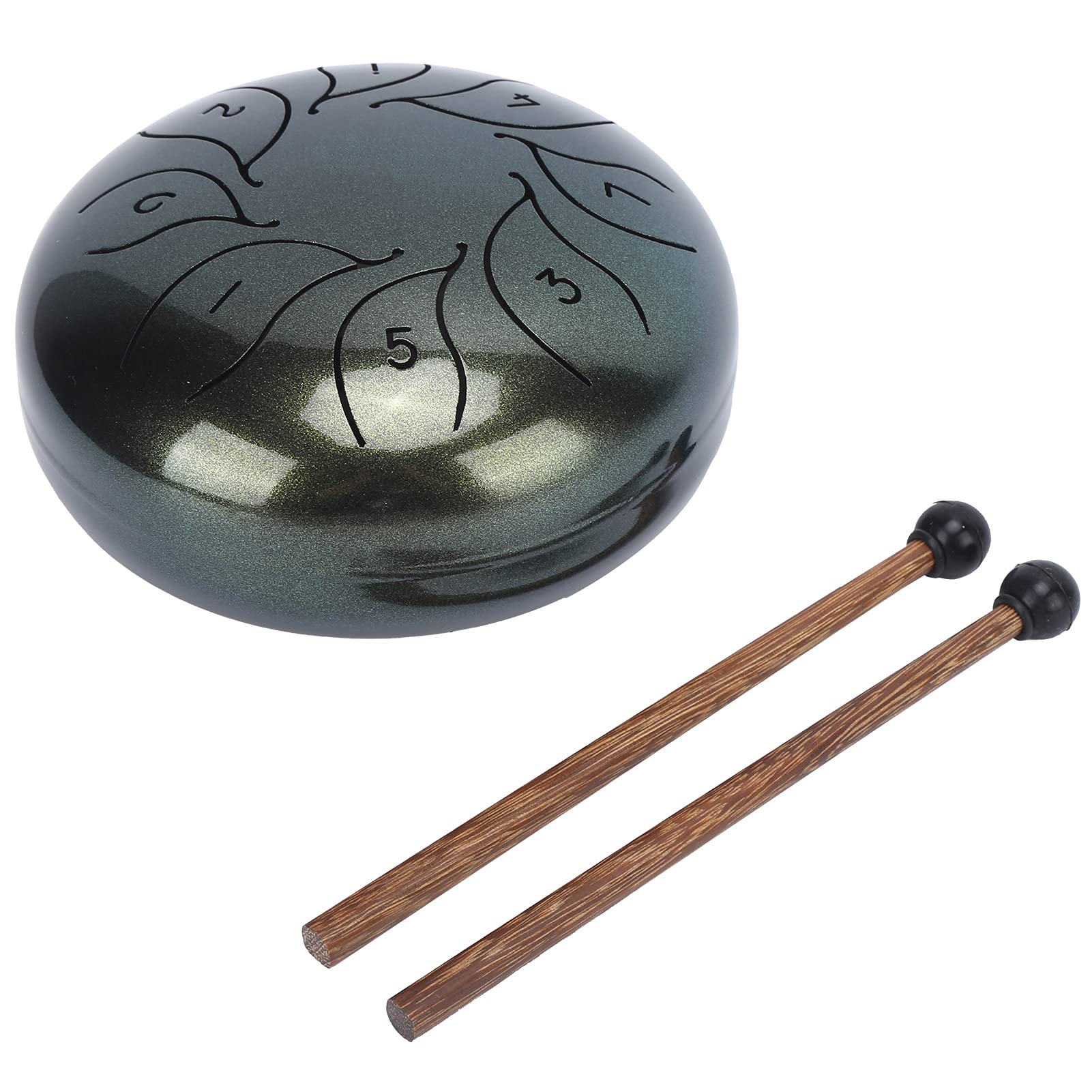 Tongue Drum Handpan Strumento a percussione Kit di batteria portatile in acciaio al carbonio in lega da 5,5 pollici con bacchette Borsa per riporre gli spartiti musicali per gli (Green)