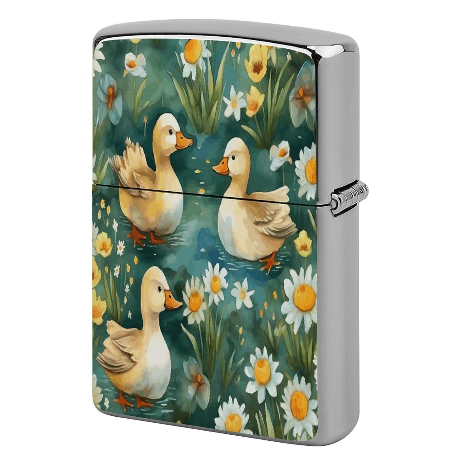 Btcowzrv Style Hand Drawn Duck Metal Lighter Case Sleeve Cover Holder