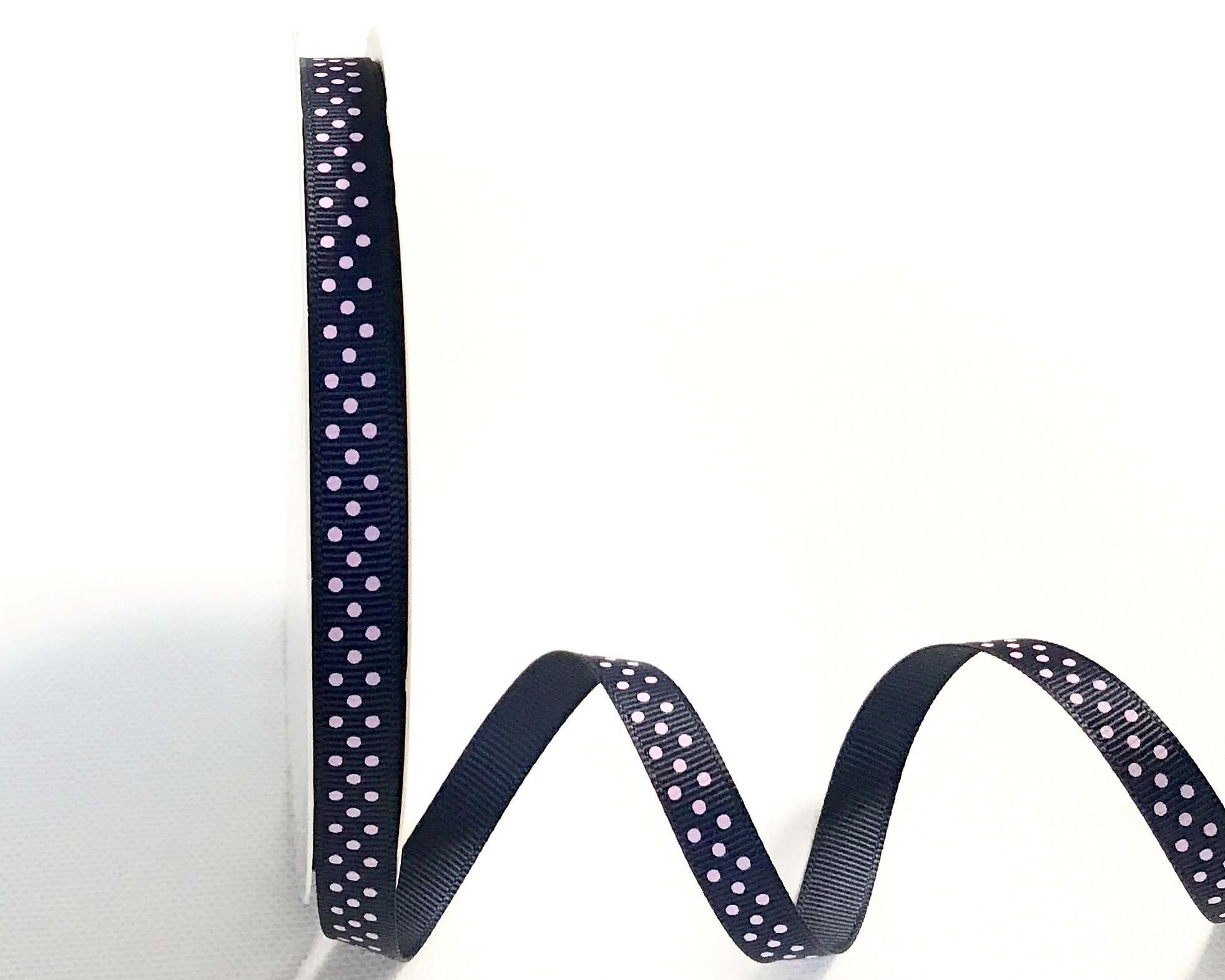 Bertie's Bows Navy Blue,Pink Navy Blue With Pink Polka Dot 9Mm Grosgrain Ribbon On A 25M Reel