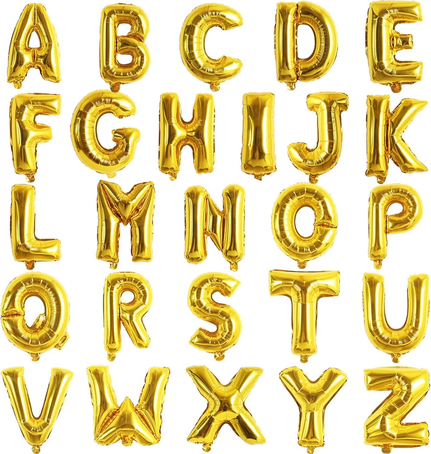 TONIFUL Fat Gold Letter Balloons 2 Set 16 Inch A-Z Custom Alphabet Banner — image 1