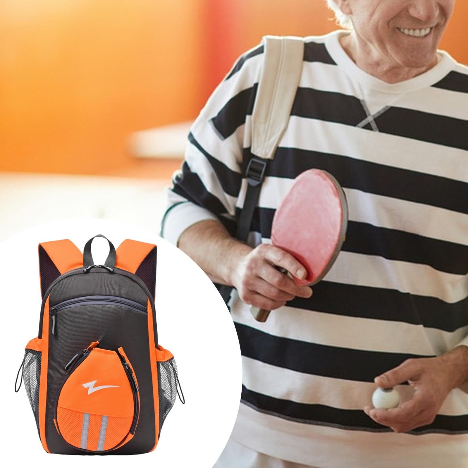 Amagogo Tennisrucksack Tischtennis Rucksack Schlägertasche Schuhfach Outdoor Sport Tasche Aus Leichtem Nylon mit Gepolsterten Trägern für Training Reise