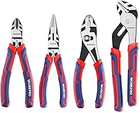 Vista 1 de WORKPRO Juego de alicates de 4 piezas, juego de herramientas de construcción CR-V de alta calidad, incluye nariz larga, corte diagonal, junta de Rojo
