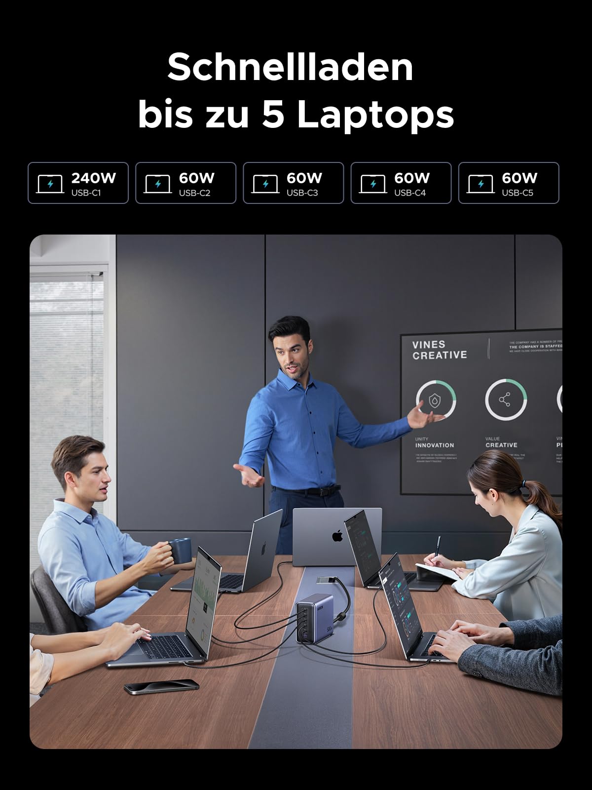 UGREEN Nexode 500W USB C Ladegerät 6-Port Netzteil GaN Ladestation PD 3.1 Desktop Charger Mehrfach kompatibel mit MacBook, iPad Pro/Air, iPhone 17-8 Serie, Galaxy S25-S22