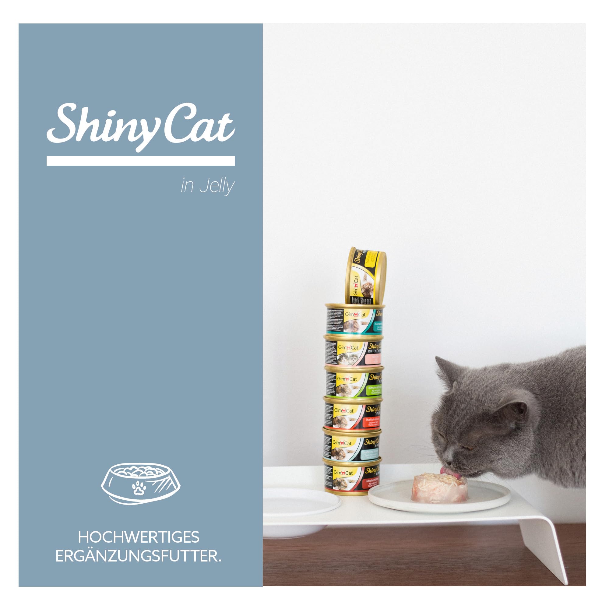 GimCat ShinyCat in Jelly z tuńczykiem i krewetkami - Mokra karma dla kotów z rybą i tauryną - 48 puszek (48 × 70 g)