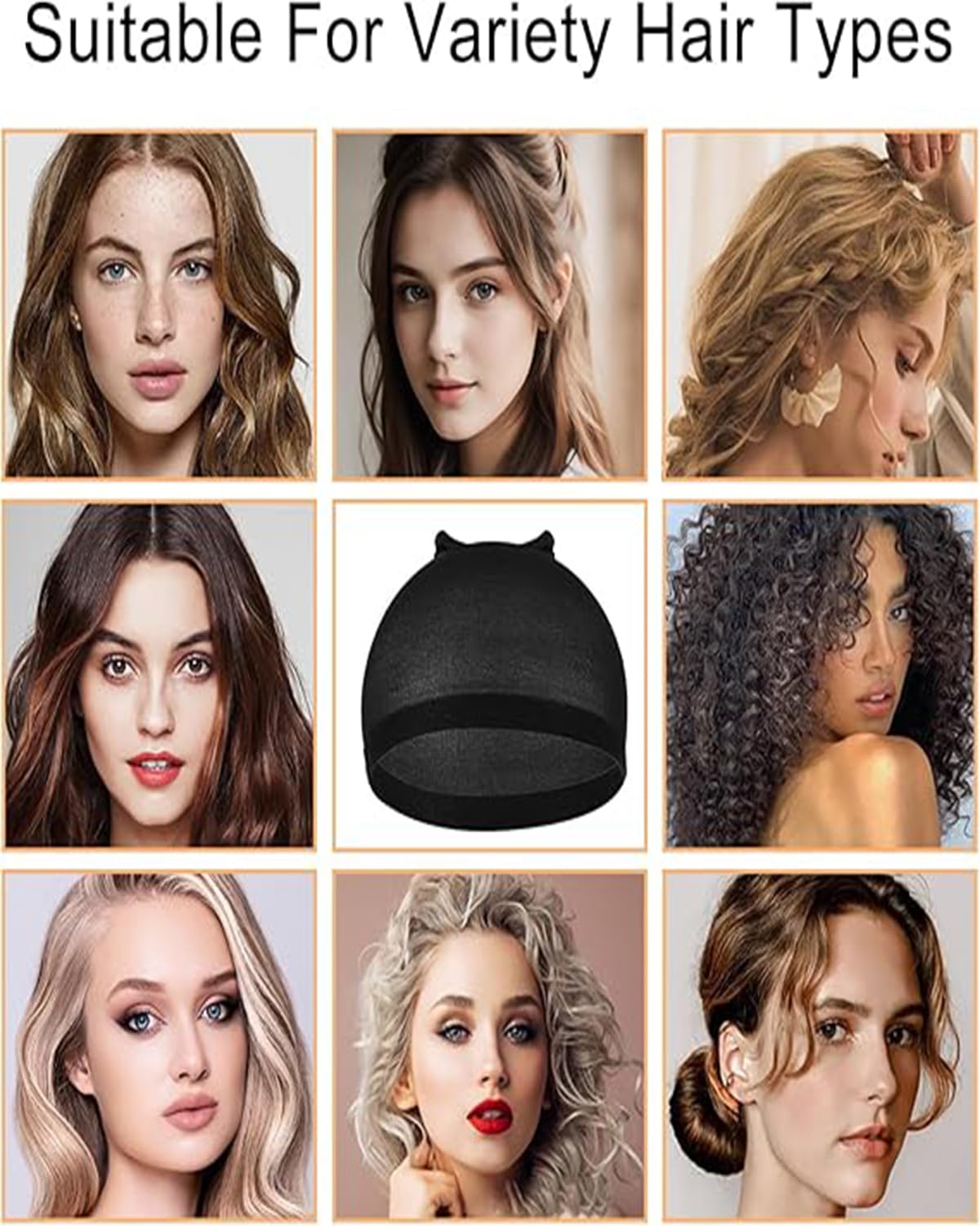 MittiJoy 8PCS Bald Cap, Lace Wig Cap Set (4 Black + 4 Nude), Stretchy Hair Net for Wig Application, Stocking Wig Caps Stretchy Nylon Caps for Women, Suitable for Halloween, Costume Parties, Weddings - Image 6 thumbnail