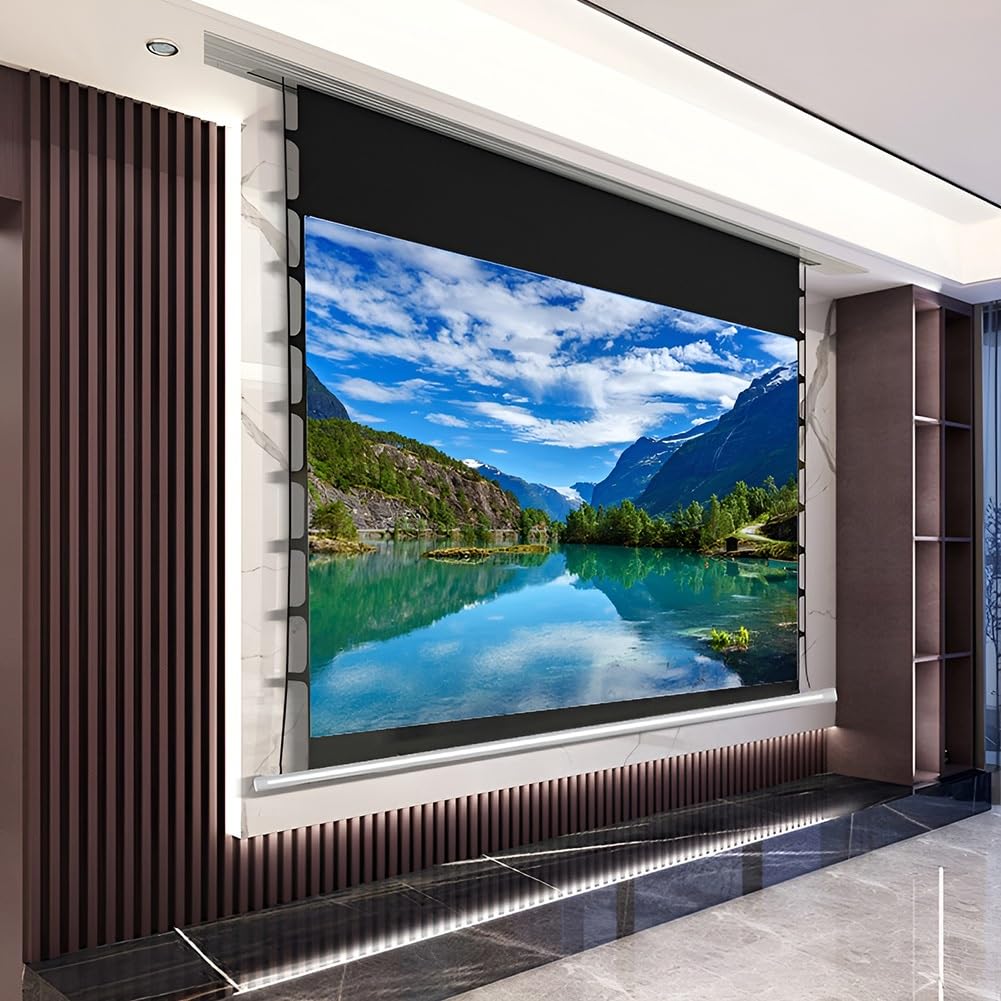 Zmotoryzowany Ekran Projekcyjny z Pilotem, 16:9 4K HD po Przekątnej Ściany/Sufitu do Kina Domowego Biuro Classroom TV(100 inch)
