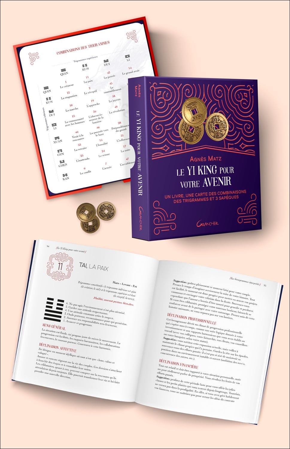Le Yi king pour votre avenir - Un livre, une carte des combinaisons des trigrammes et 3 sapèques - Coffret