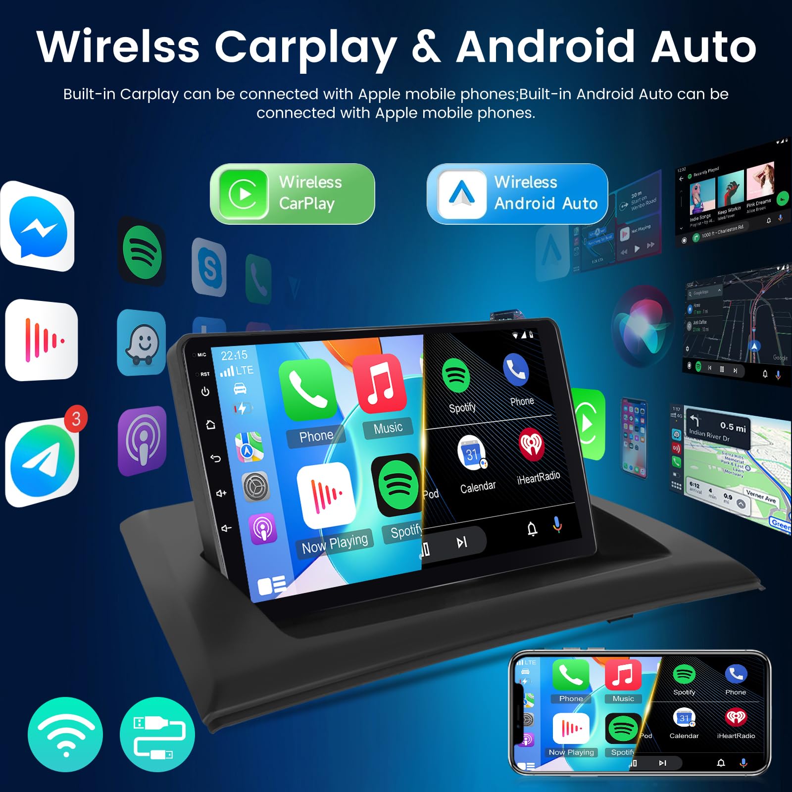 NHOPEEW Radio samochodowe 4 + 64 G do BMW X3 E83 2004-2012 - 9 cali radio samochodowe z systemem Android z bezprzewodowym Carplay i Android Auto - Mirror Link 32EQ DSP Split-Screen + kamera cofania i