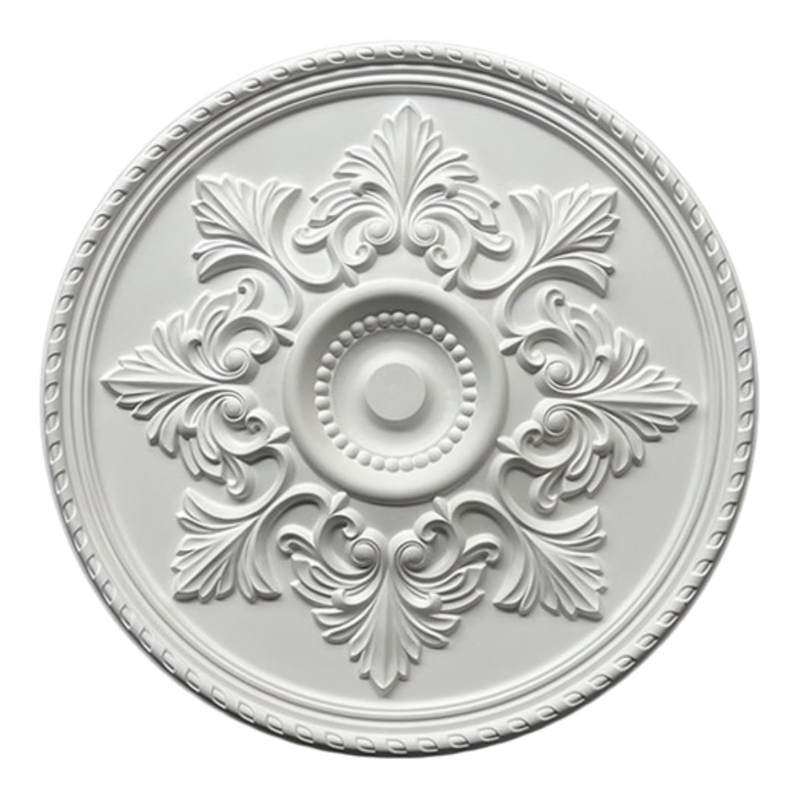 Foelanne Style-J White Molded Pu Round Ceiling Medallion Fan Light Base 30-60Cm(,60Cm)