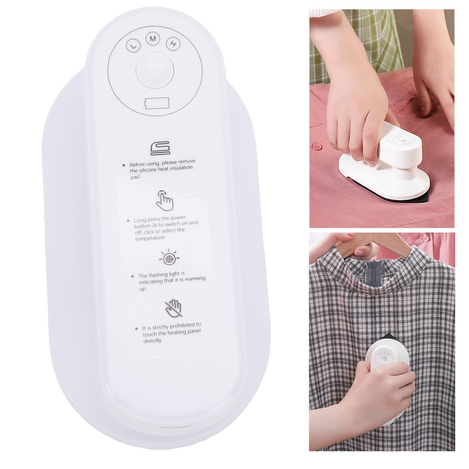 AMONIDA Plancha de Vapor Portátil Inalámbrica de Mano para Viajeros de Negocios y de Vacaciones, Eliminador Rápido de Arrugas por Calor de 30 S, 3 Ajustes de Temperatura de hasta (WHITE)