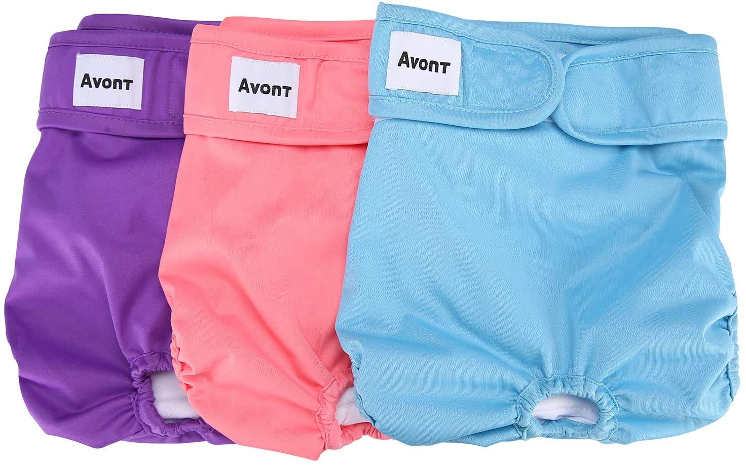 Avont Pannolini Cane Lavabili[3 Pezzi], Mutandina per Cane Femmina Altamente Assorbenti, Impermeabile e Riutilizzabili, Lavabili in Lavatrice -Viola/Blu/Rosa