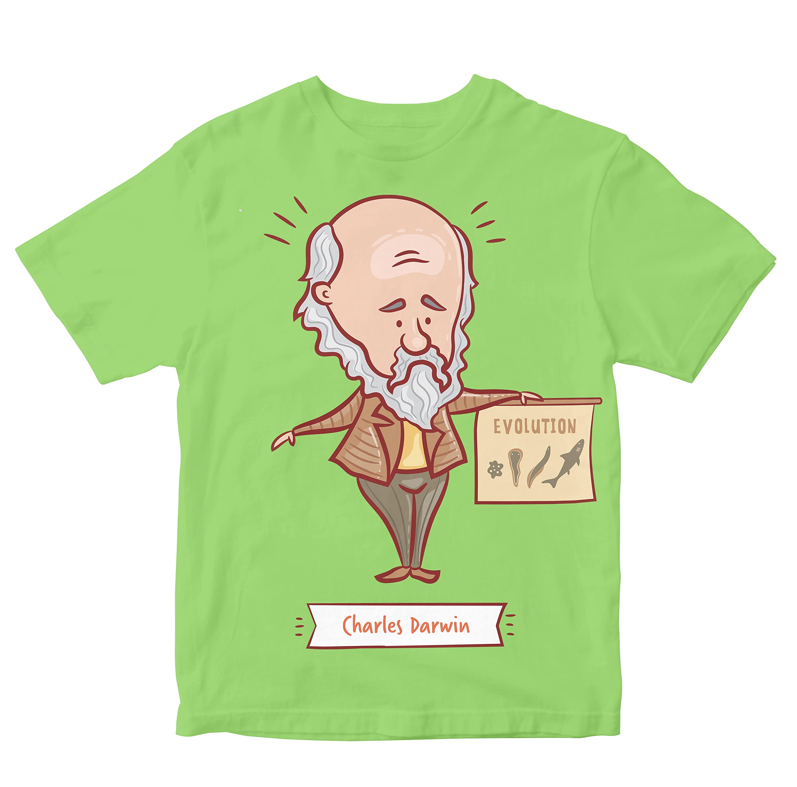 HeybrohKids T-Shirt Charles Darwin 100% Cotton Boy's Girl's Regular Fit Unisex T-Shirt