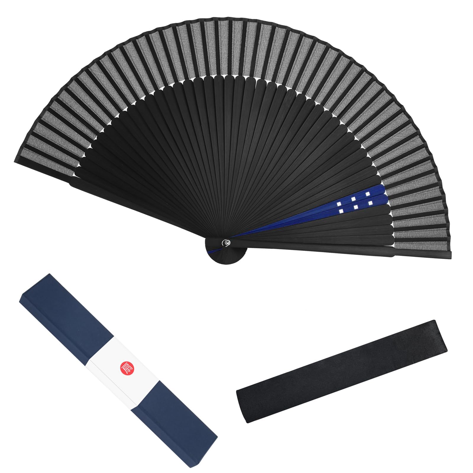 Japanese Sensu Folding Fan Dockii Bamboo Silk Made in Japan with Bag