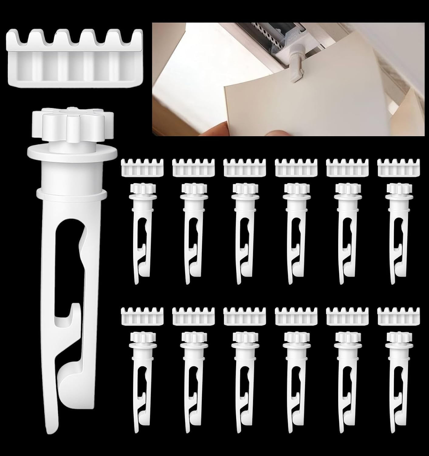 12 Sets Vertical Blind Stem, Vertical Blinds Replacement Parts for Windows for Headrail & Carrier Stem, Durable Curtain Accessories for Home & Office