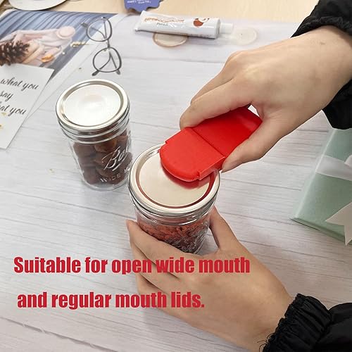 Vista 8 de Abrelatas de latas, abridor de tarros Mason Herramientas de enlatado para liberaciones, sellado al vacío de aluminio en todas las tapas de boca Azul