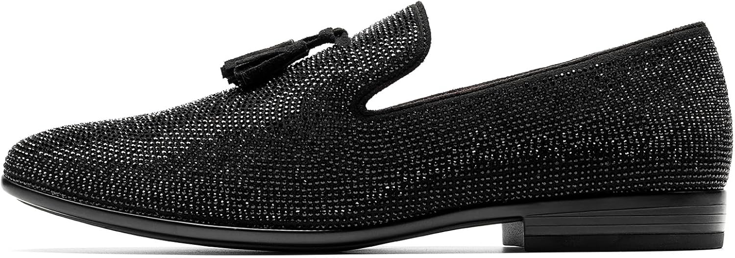 Bruno Marc Men's Tassel Dress Loafers Slip on Comfortable Rhinestone Tuxedo Shoes for Wedding Party Graduation - Image 3
