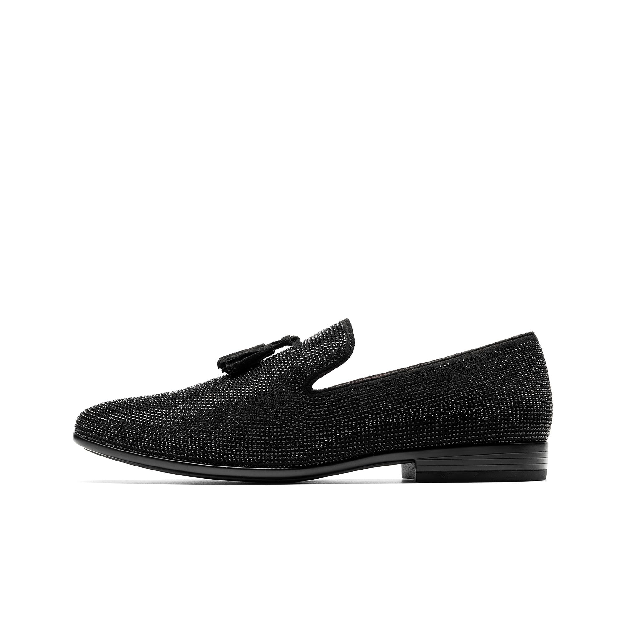 Bruno Marc Men's Rhinestone Prom Tuxedo Shoes Tassel Dress Loafers Slip on Formal Shoes for Wedding, Party, Graduation — view 3