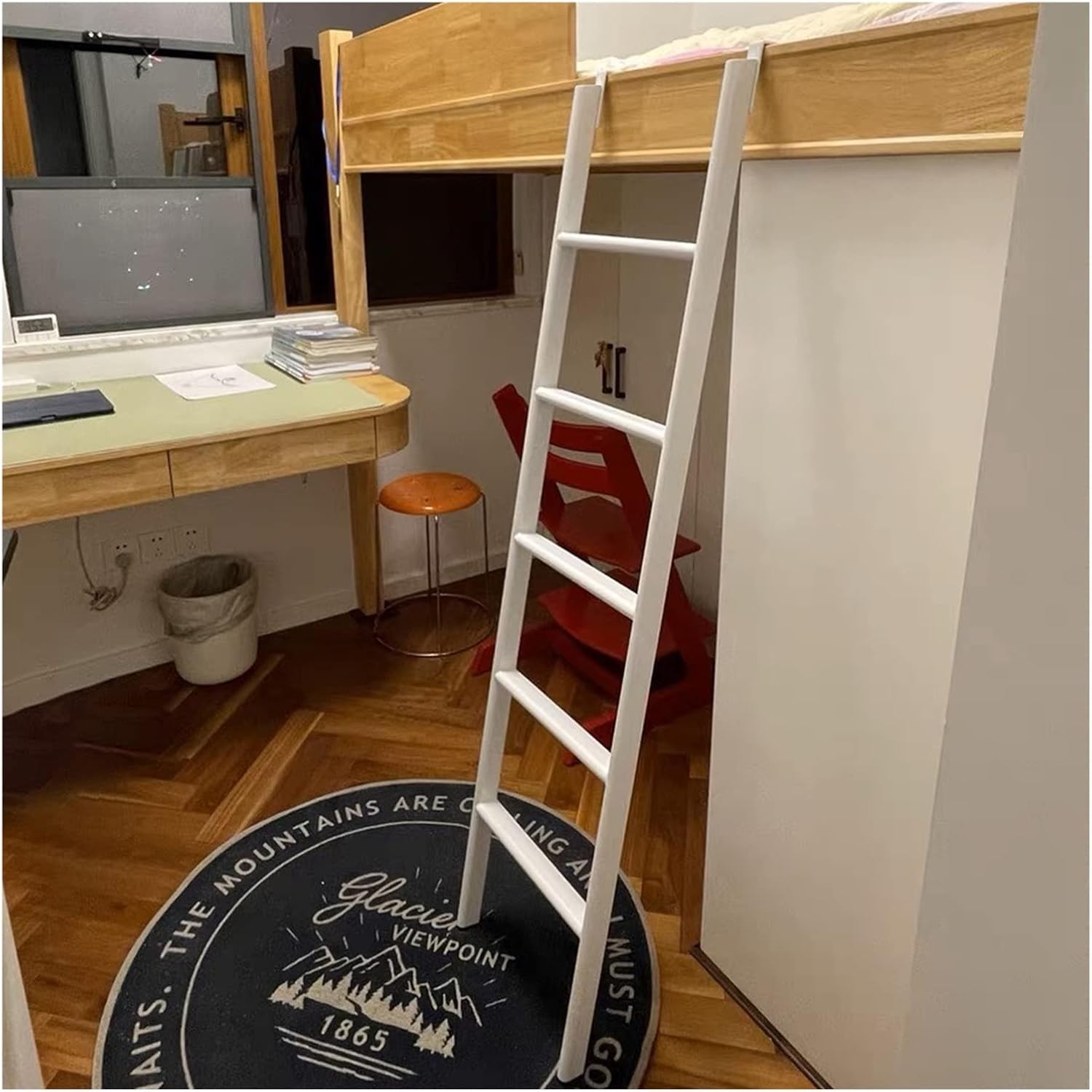 Metal Bunk Ladder for High Bed, Heavy Duty Loft RV Dorm Bunk Bed Ladder