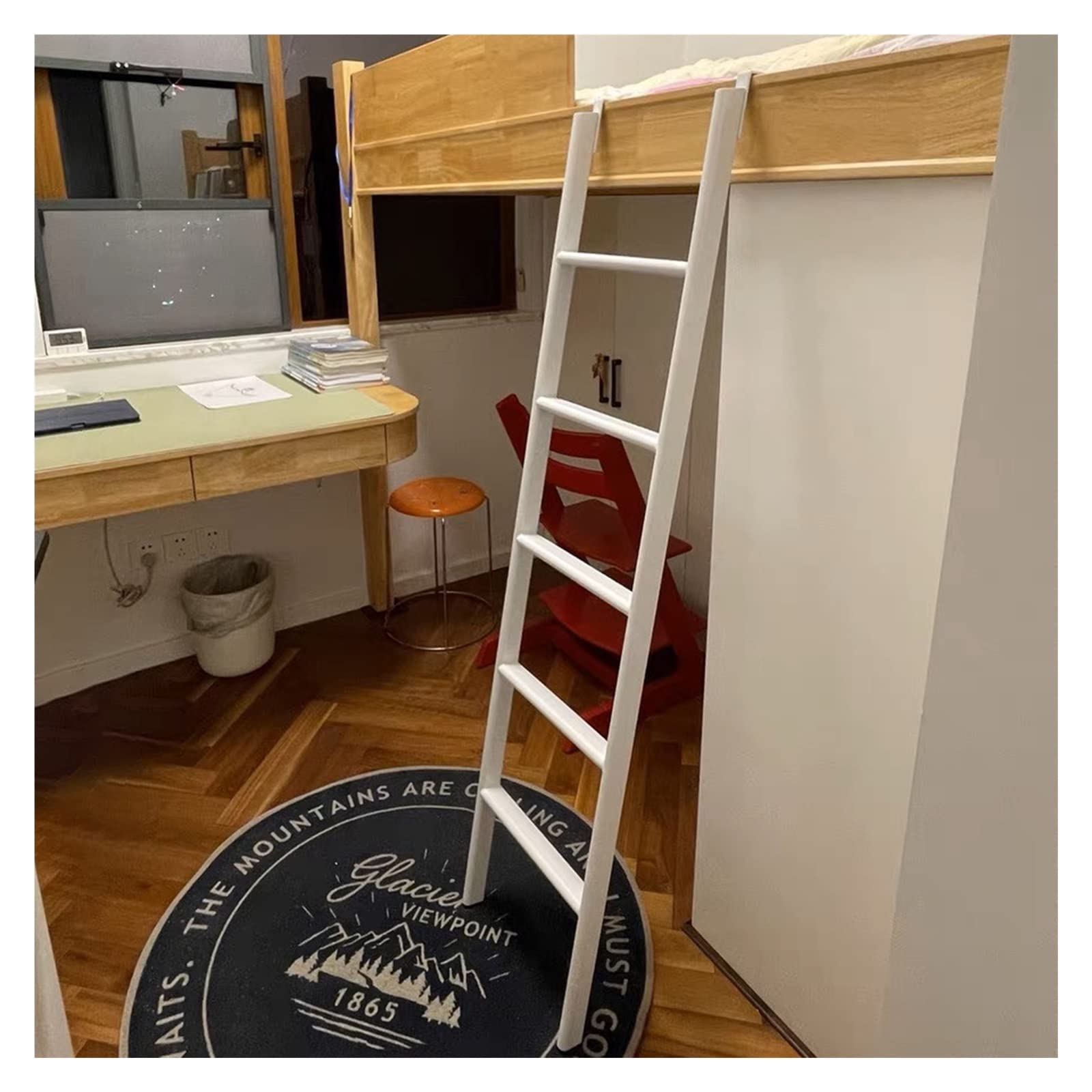 Escalera de metal para literas altas con ganchos y 4 escalones