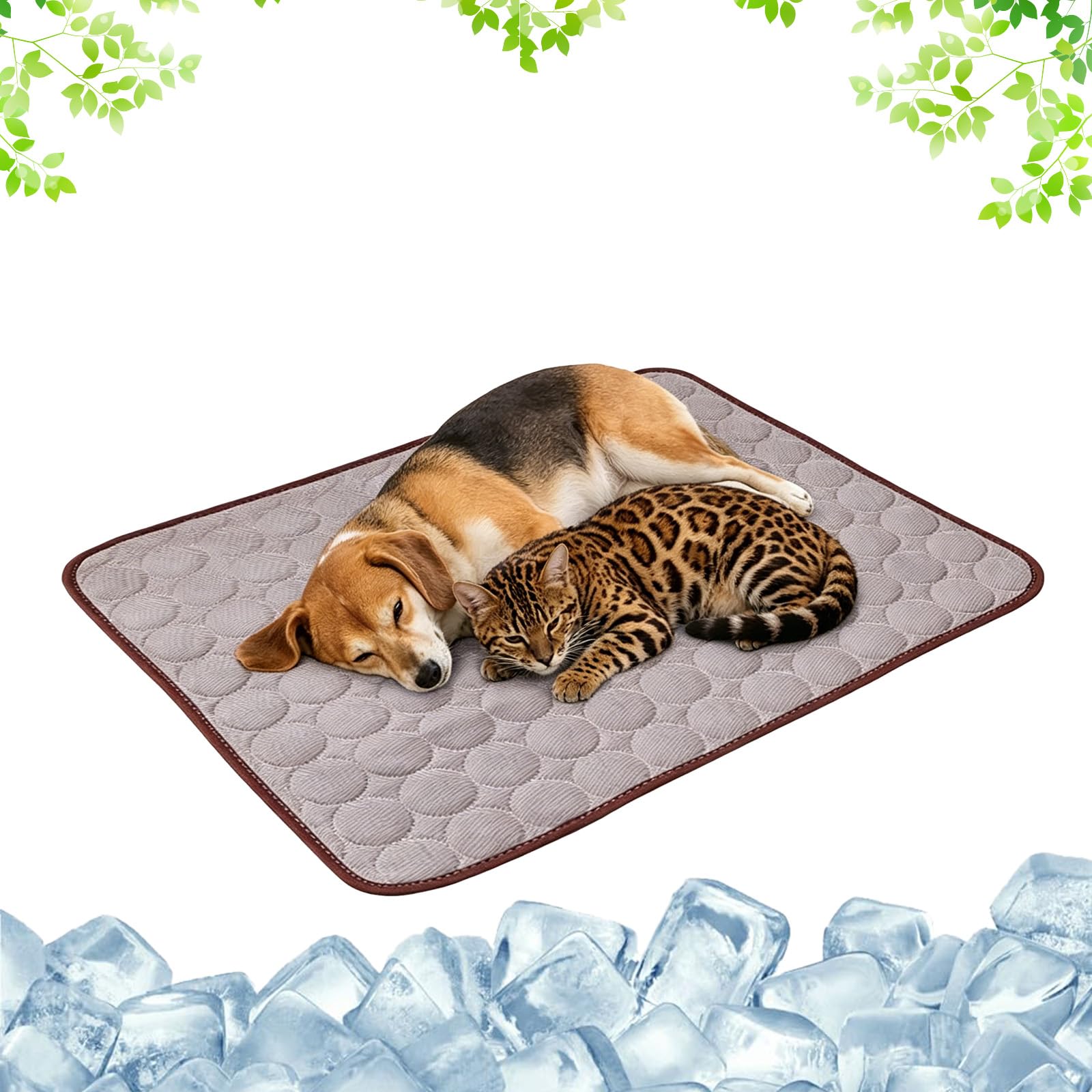 Pet Cooling Mat,Washable Cooling Mat for Cats Dogs,Cool Mat for Dogs Cats in Hot Summer Pet Mats for Home Travel Indoor Outdoor Playing Training，Brown：M-60x50cm