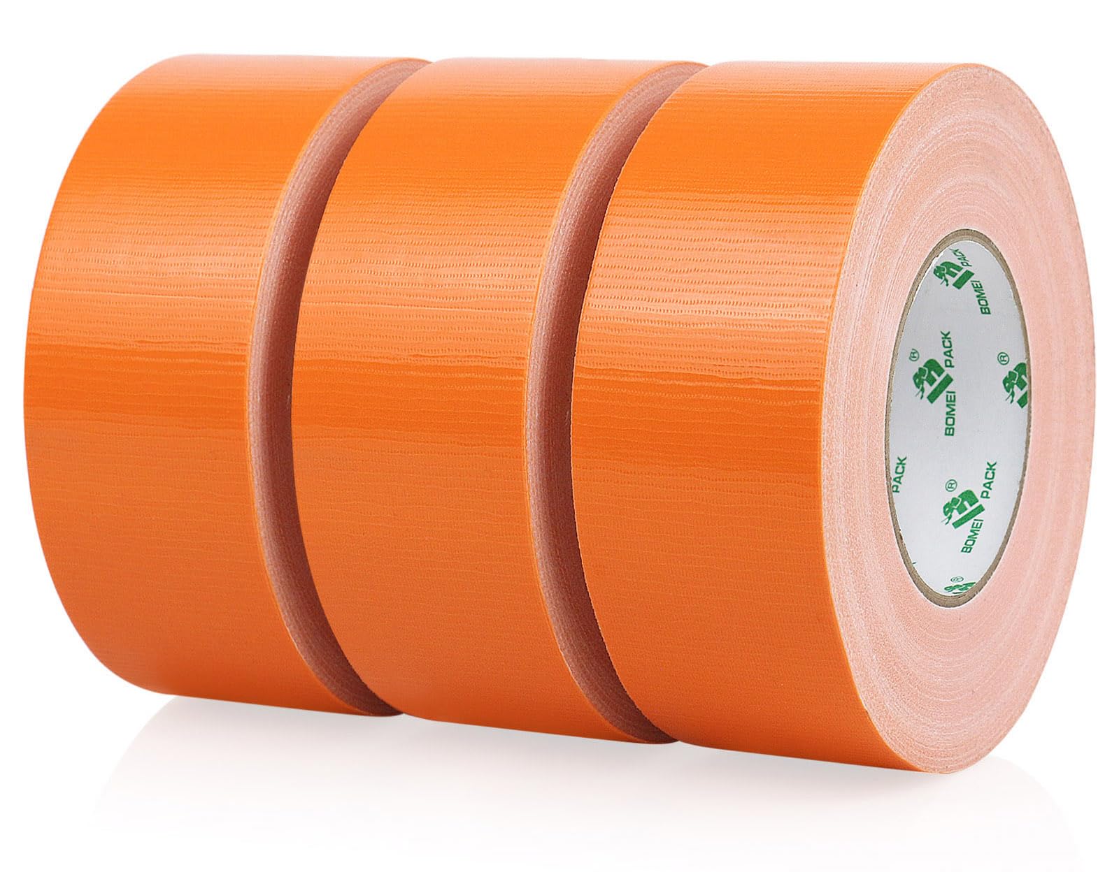 BOMEI PACK 3 Rolls Orange Duct Tape 50mm x 50m Reinforced Gaffer Tape Heavy Duty Moving Boxes Sealing Strapping Ducts Fixing Waterproofing DIY Decoration labeling