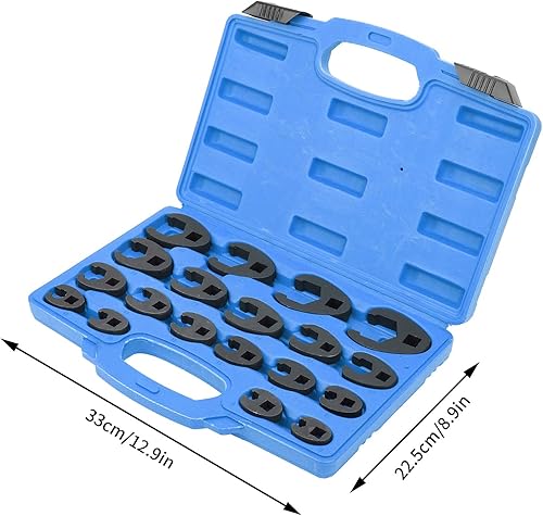 Miniatura 2 de Aramox Juego de llaves de pata de gallo de 19 piezas, juego de llaves de tuerca métricas y estándar de 0.315-1.260 in/0.3-1.3 pulgadas, juego