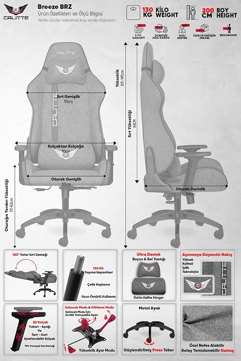 Breeze BRZ Oyuncu Koltuğu Nefes Alabilir Kumaş Ergonomik Gaming Koltuk (Siyah)