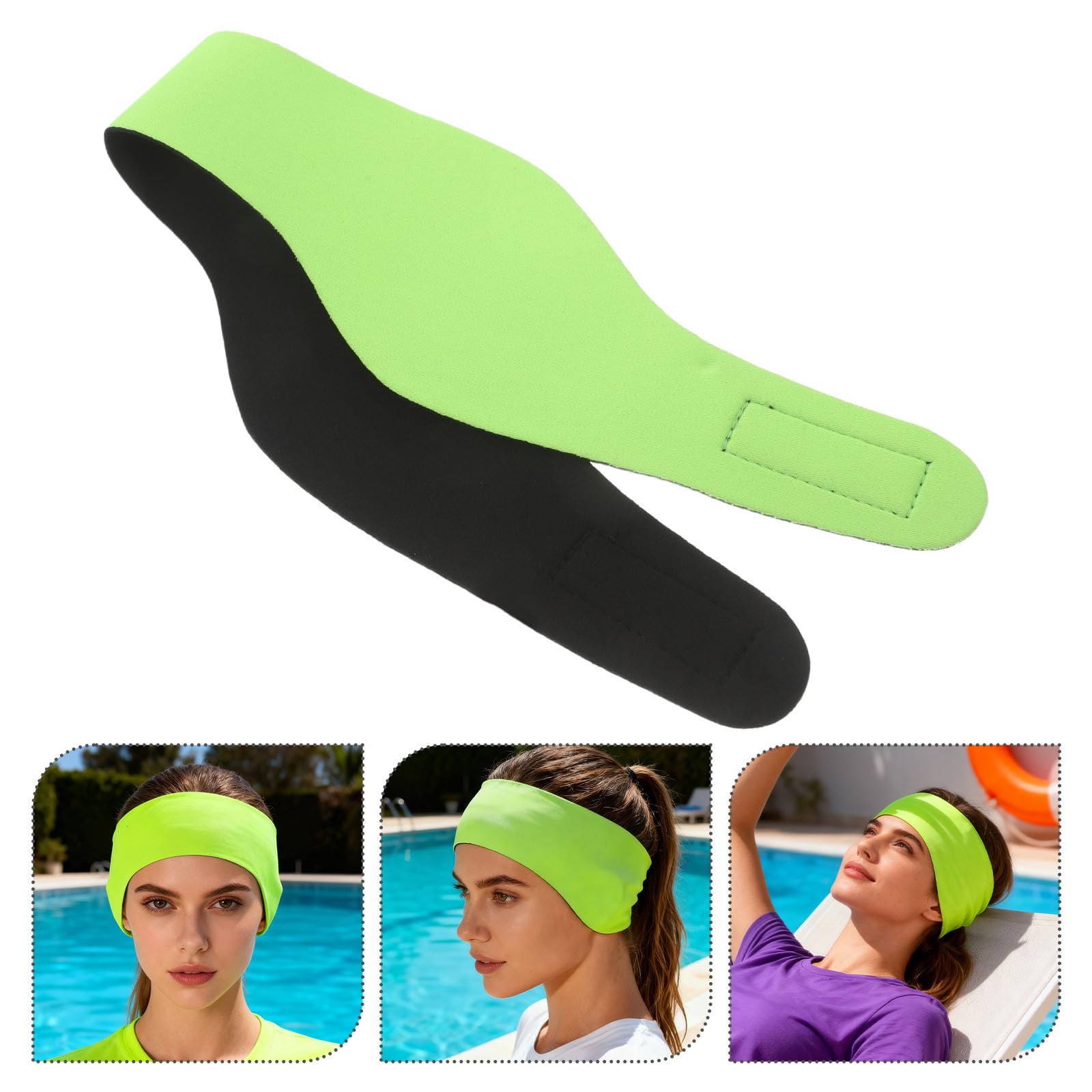 SEWACC 20 Piezas Diadema de Natación de Neopreno Ajustable para Protección Auditiva, Banda Deportiva Versátil para Ciclismo y Entrenamientos, Color Verde