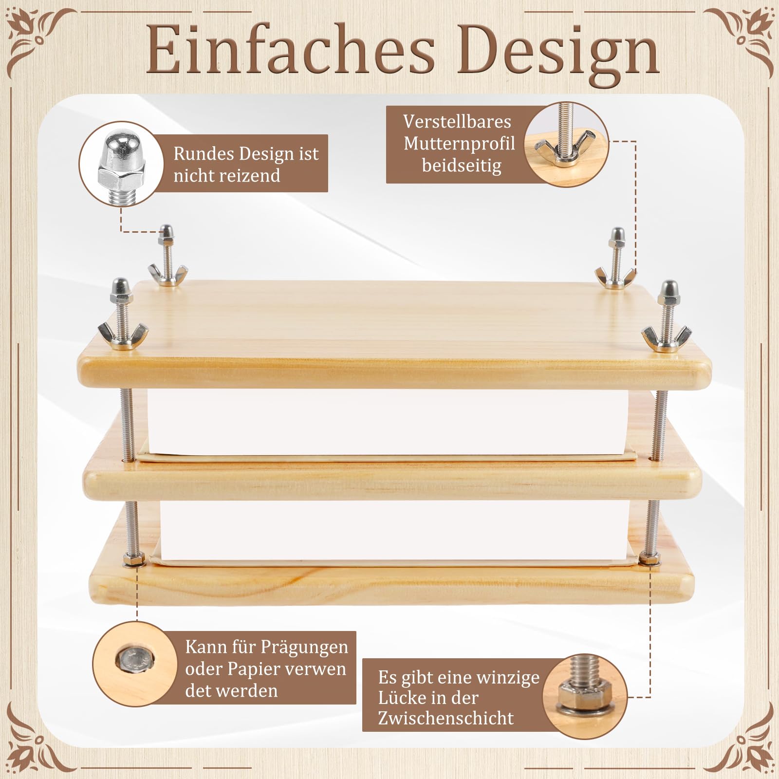 Großes Blumenpressen-Set,DIY-Blumenpress-Set aus Holz mit Zubehör für Getrocknete Blumen, Pflanzenproben, Hochzeiten, DIY-Handwerk, 27,9 x 17,8 cm