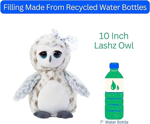 Miniatura 7 de The Petting Zoo Peluche de búho, animales de Lash'z, juguete de peluche de búho de 10 pulgadas