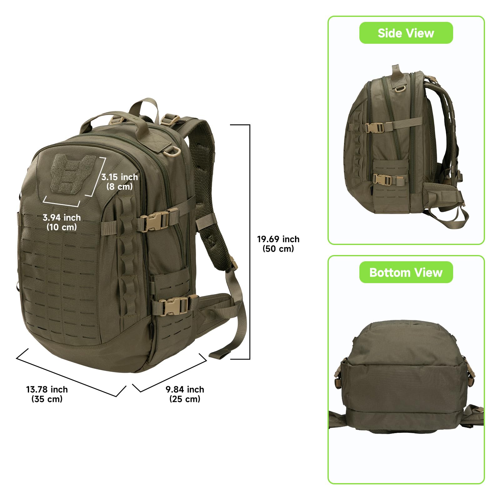 EXCELLENT ELITE SPANKER 40L Militär-Rucksack Molle Taktischer Rucksack Wanderrucksack für Camping, Jagd und Outdoor (Rangergrün)
