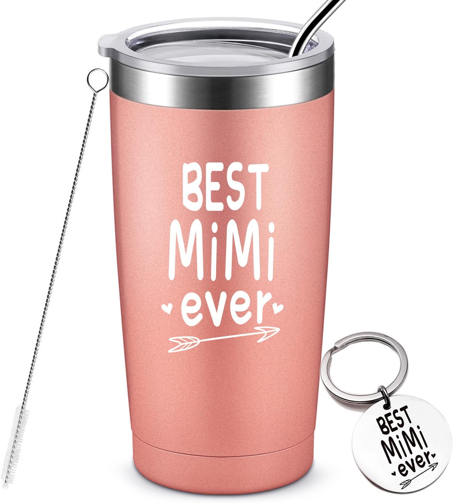 ARIABLEBest Mimi Ever - Birthday Gifts for Mimi, Funny Christmas Gifts for Mimi, World's Best Mimi, New Mimi Birthday Present, Mimi To Be, Stainless Steel Insulated Tumbler with Lid & Straw, 20 Ounce