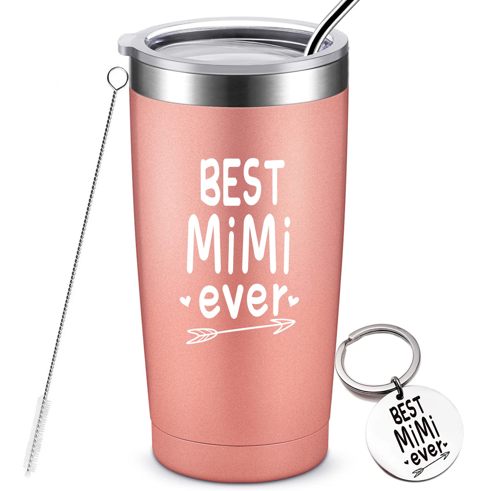 ARIABLEBest Mimi Ever - Birthday Gifts for Mimi, Funny Christmas Gifts for Mimi, World's Best Mimi, New Mimi Birthday Present, Mimi To Be, Stainless Steel Insulated Tumbler with Lid & Straw, 20 Ounce