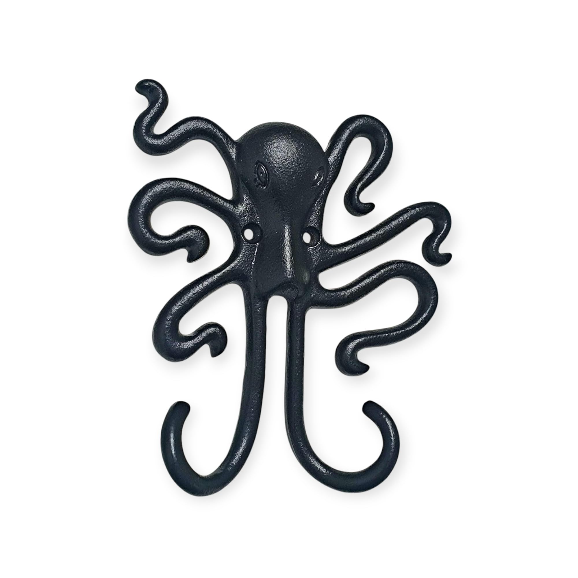 Manor Black Octopus Coat Hook – Cast Iron Wall-Mounted Decorative Hook – – Heavy Duty Vintage-Style Hanger For Coats, Hats, Towels & Robes